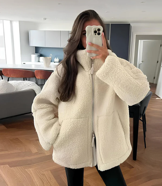 Zip-Up Sherpa Jacket for Women - Image 1
