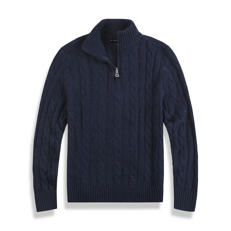 Cable Knit Quarter-Zip Sweater for Men - Image 8