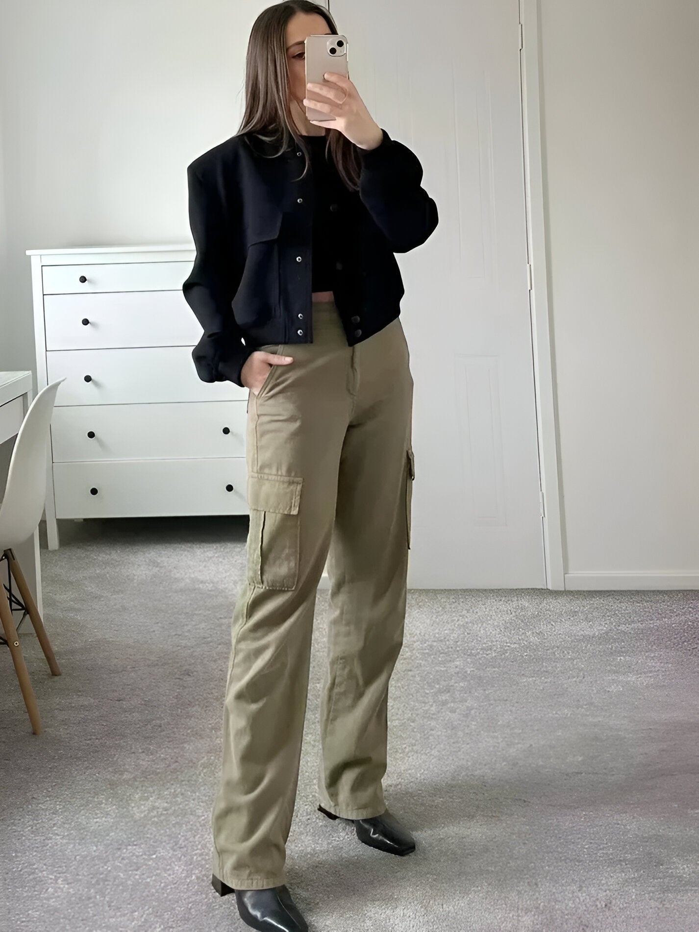 Cropped Bomber Jacket for Women - Image 4