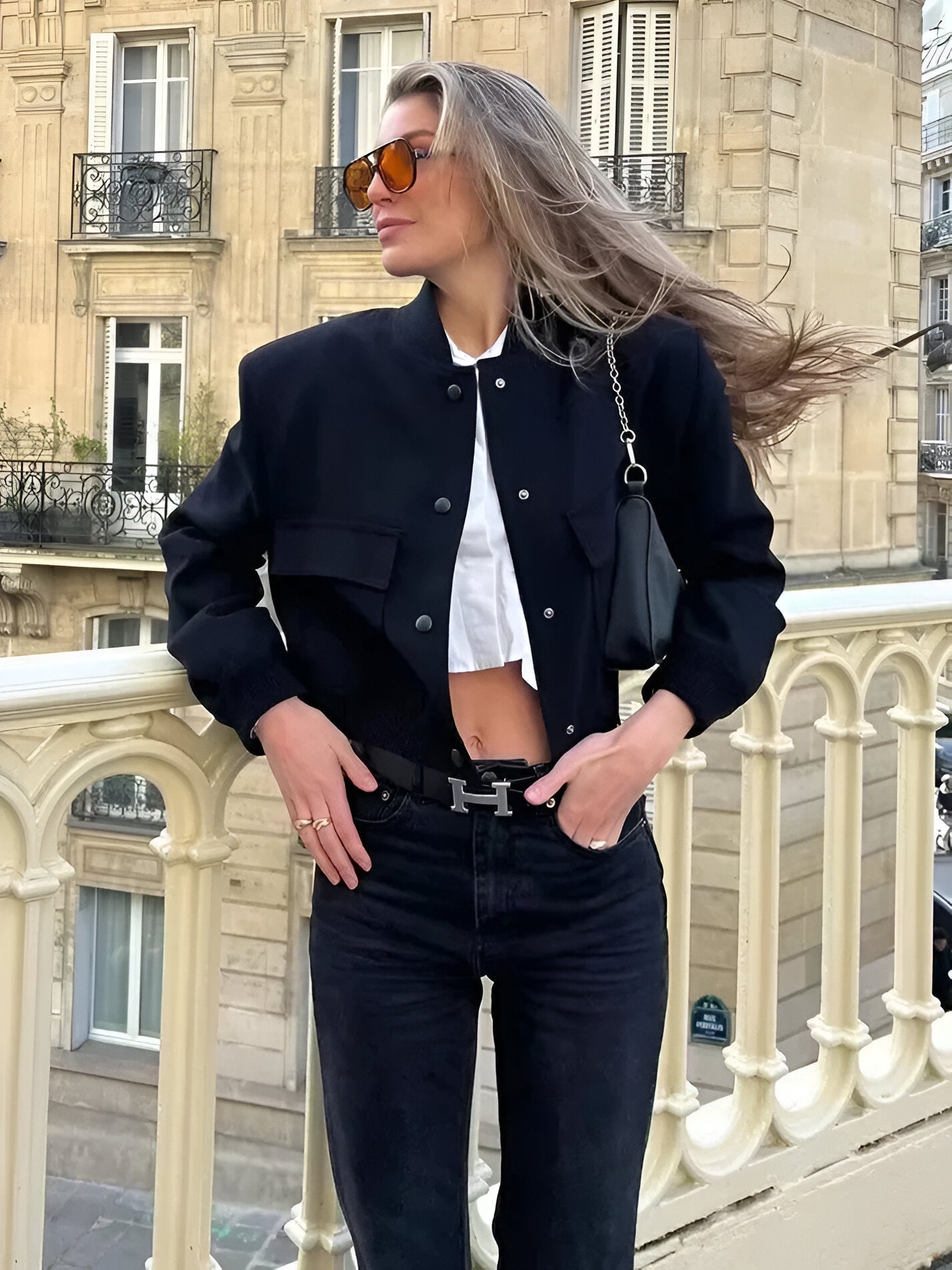 Cropped Bomber Jacket for Women - Image 3