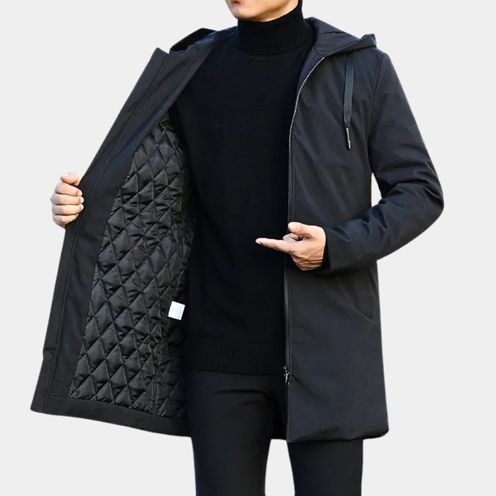 Hooded Mid-Length Coat for Men - Image 1