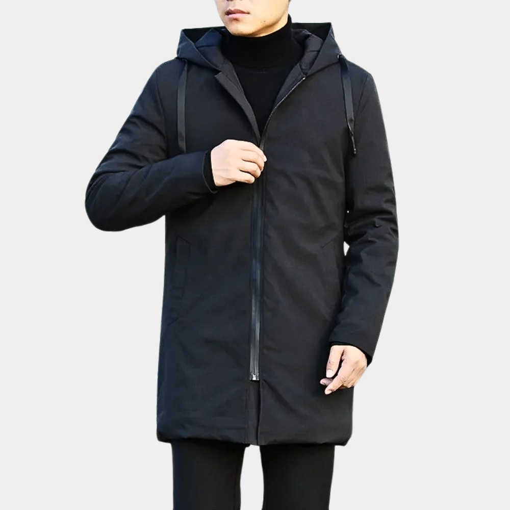 Hooded Mid-Length Coat for Men - Image 3