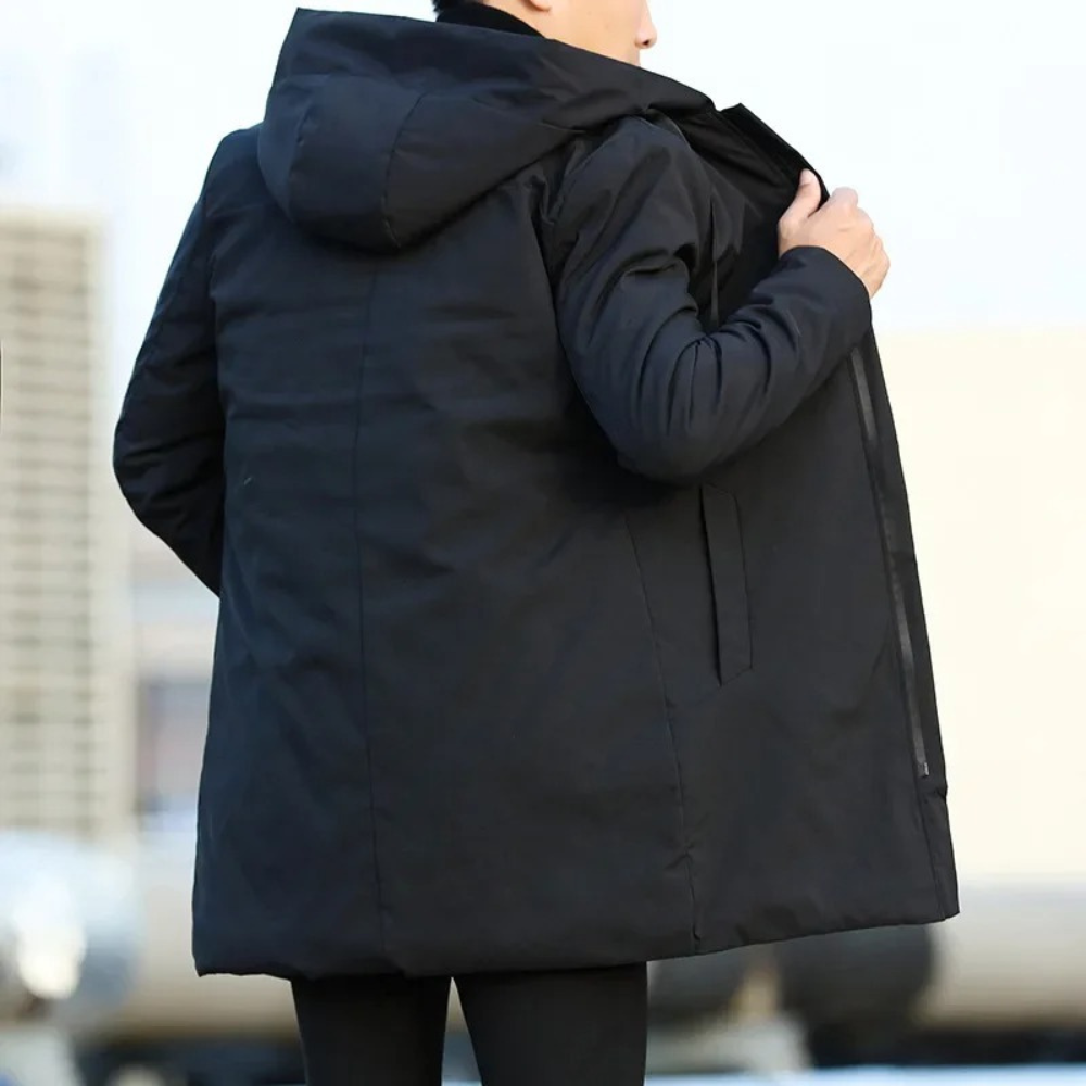 Hooded Mid-Length Coat for Men - Image 2