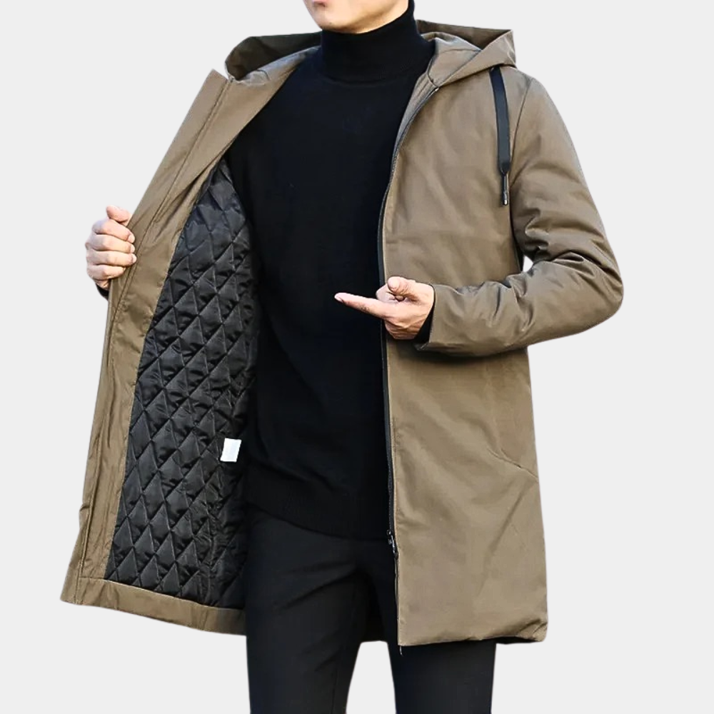 Hooded Mid-Length Coat for Men - Image 6