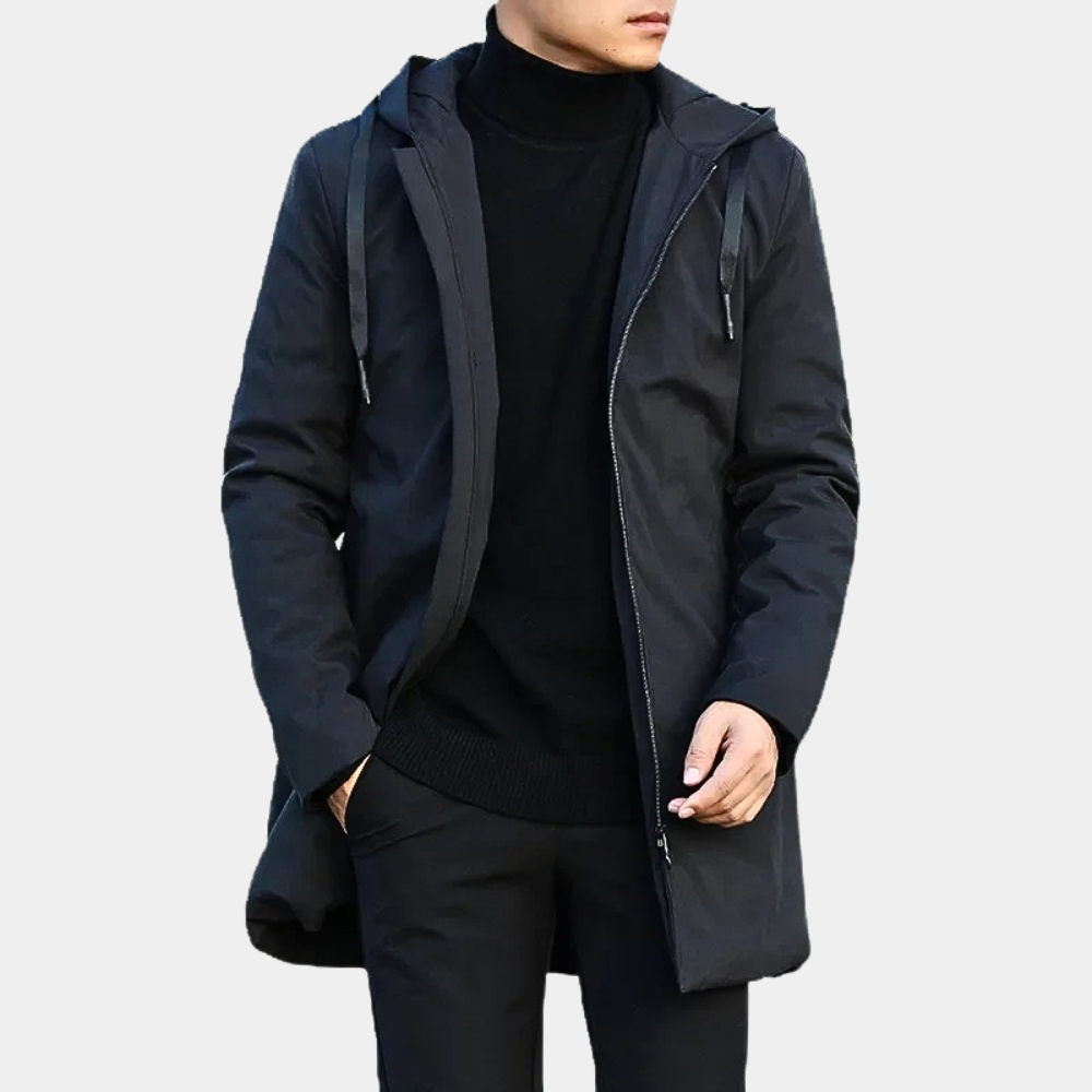 Hooded Mid-Length Coat for Men - Image 5
