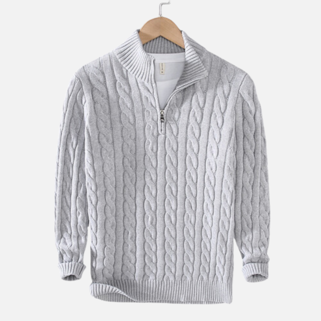 Cable Knit Quarter-Zip Sweater for Men - Image 1