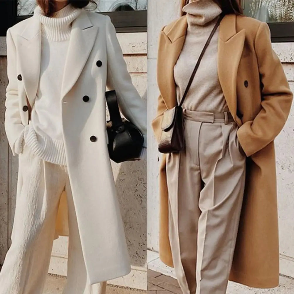 Double-Breasted Long Coat for Women - Image 1