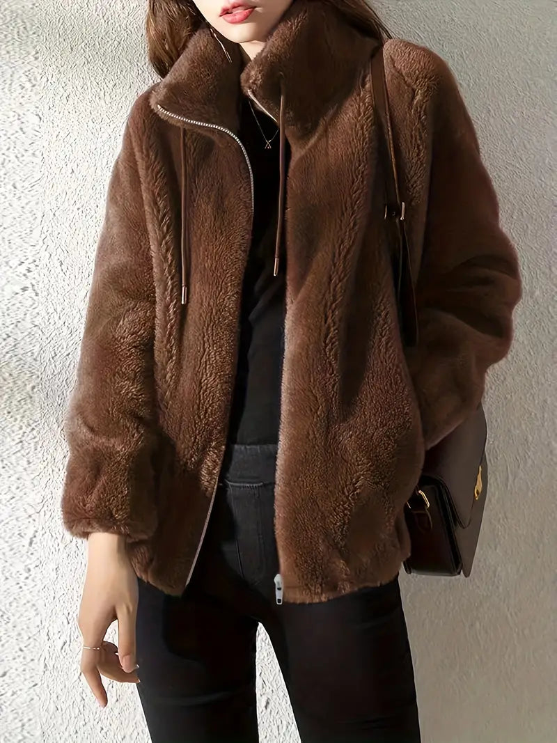 Zip-Up Relaxed Fit Jacket for Women - Image 3
