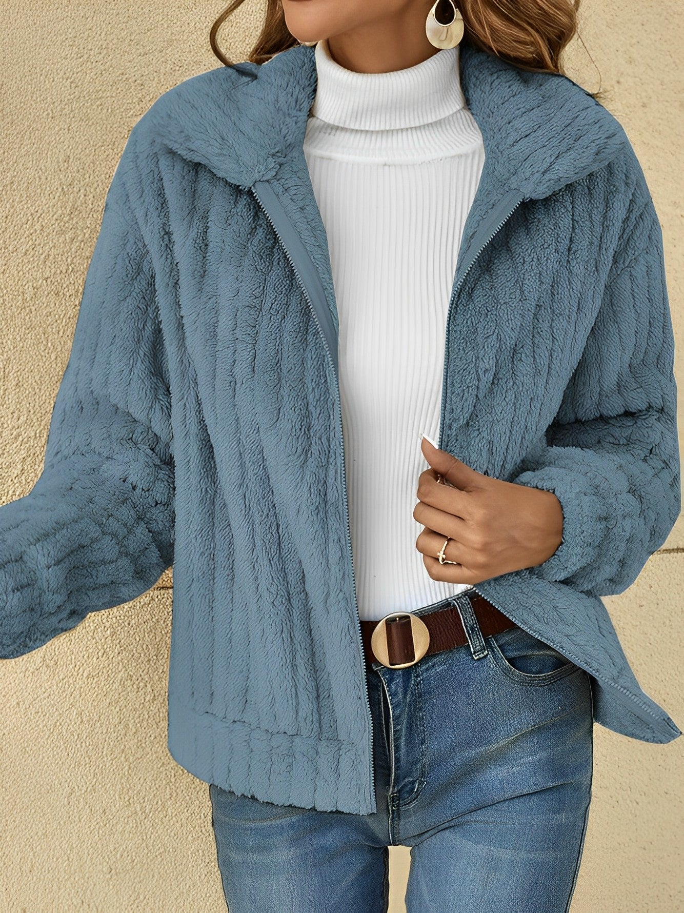 Zip-Up Collared Jacket for Women - Image 3