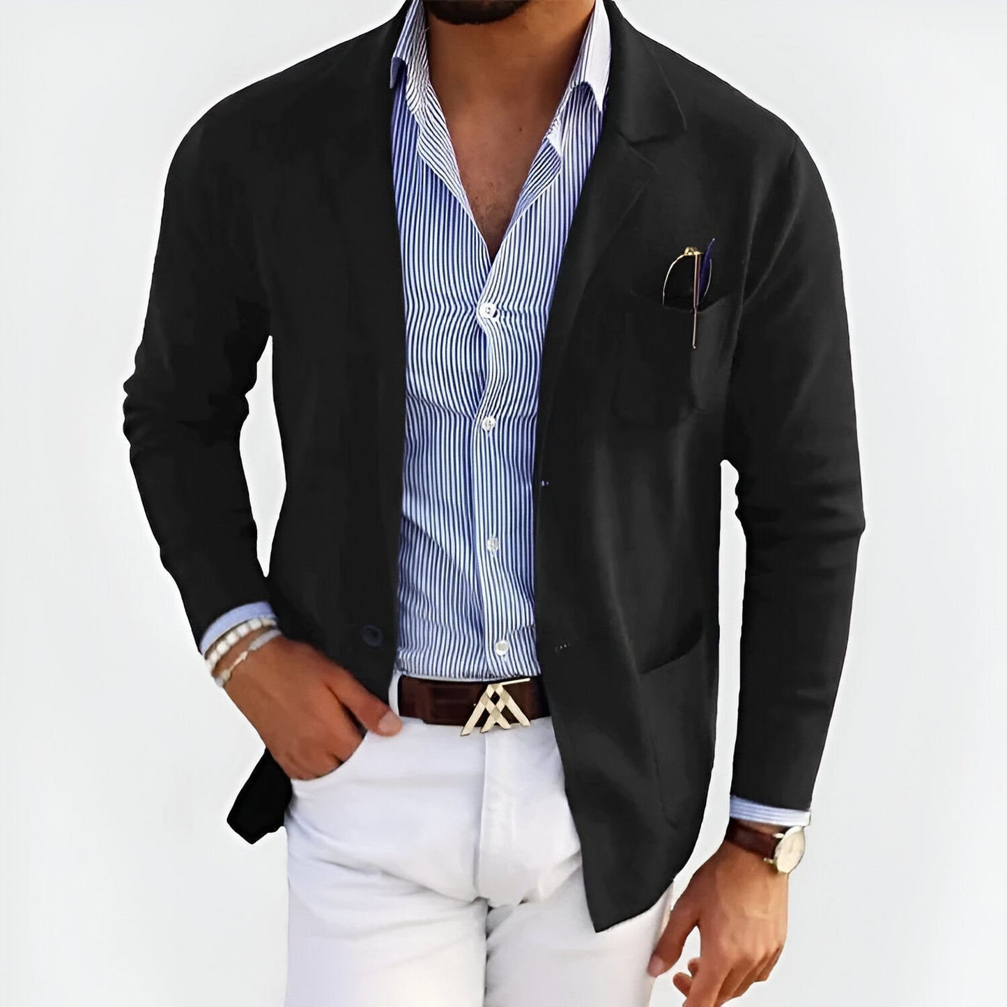 Blazer Style Knit Cardigan for Men - Image 4