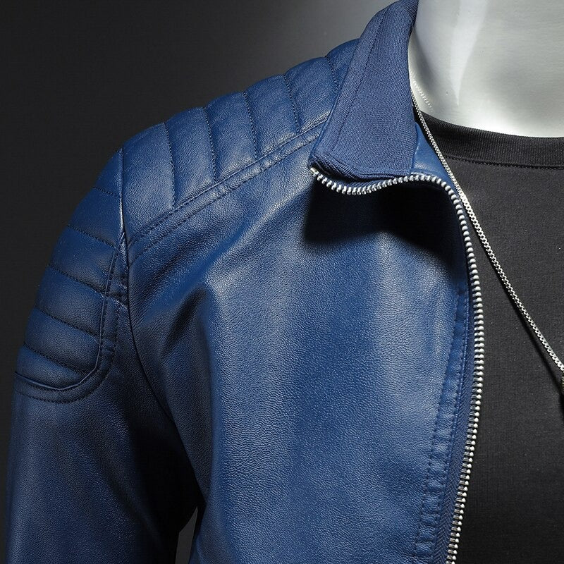 Zip-Up Biker Jacket for Men - Image 3