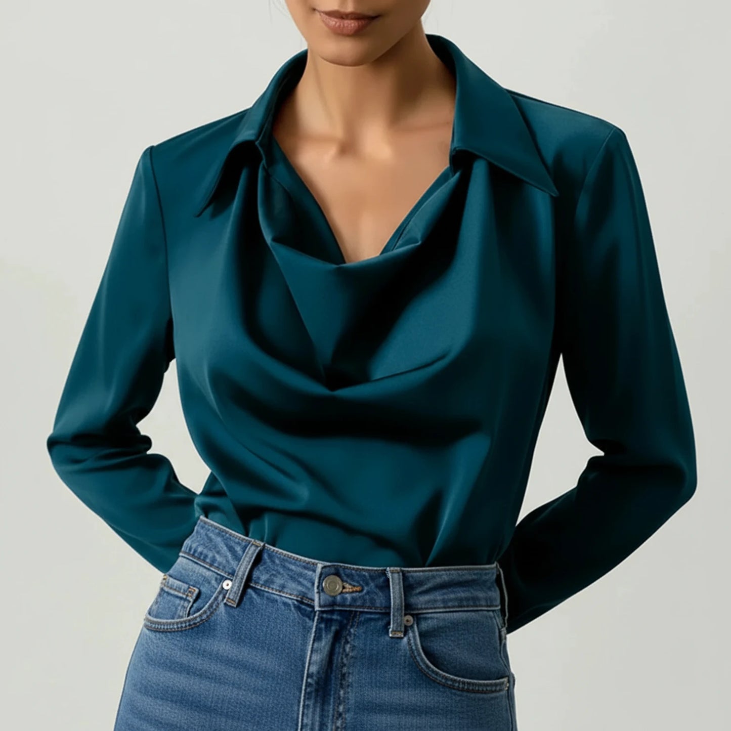 Collared Long Sleeve Blouse for Women