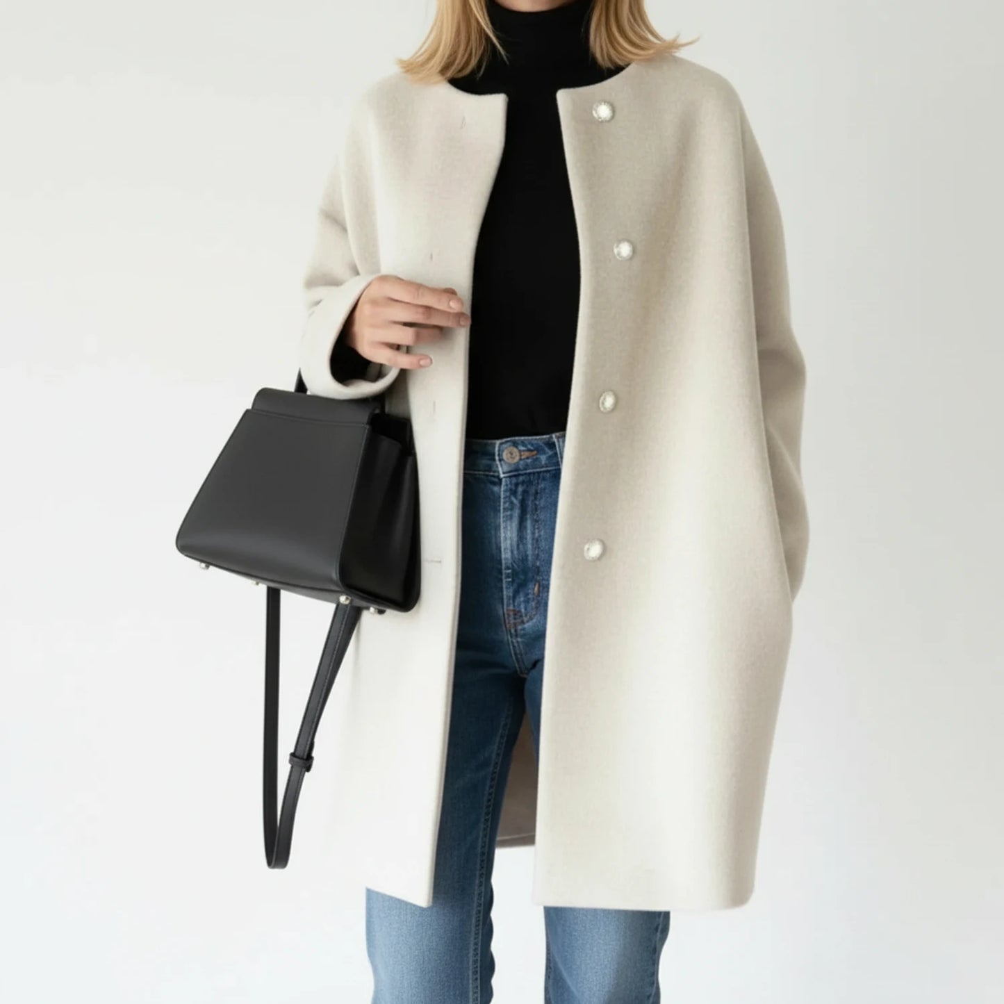 Collarless A-Line Jacket for Women