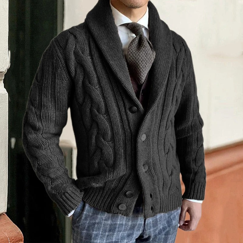 Shawl Collar Knit Jacket for Men - Image 4