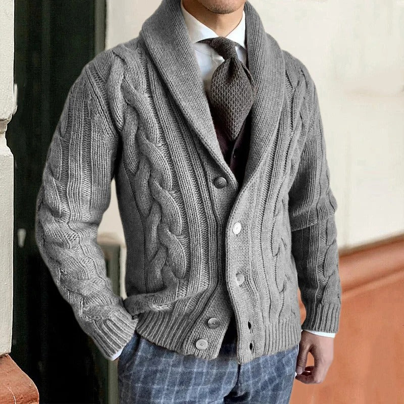 Shawl Collar Knit Jacket for Men - Image 2