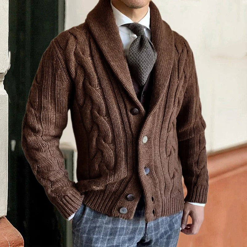 Shawl Collar Knit Jacket for Men - Image 3