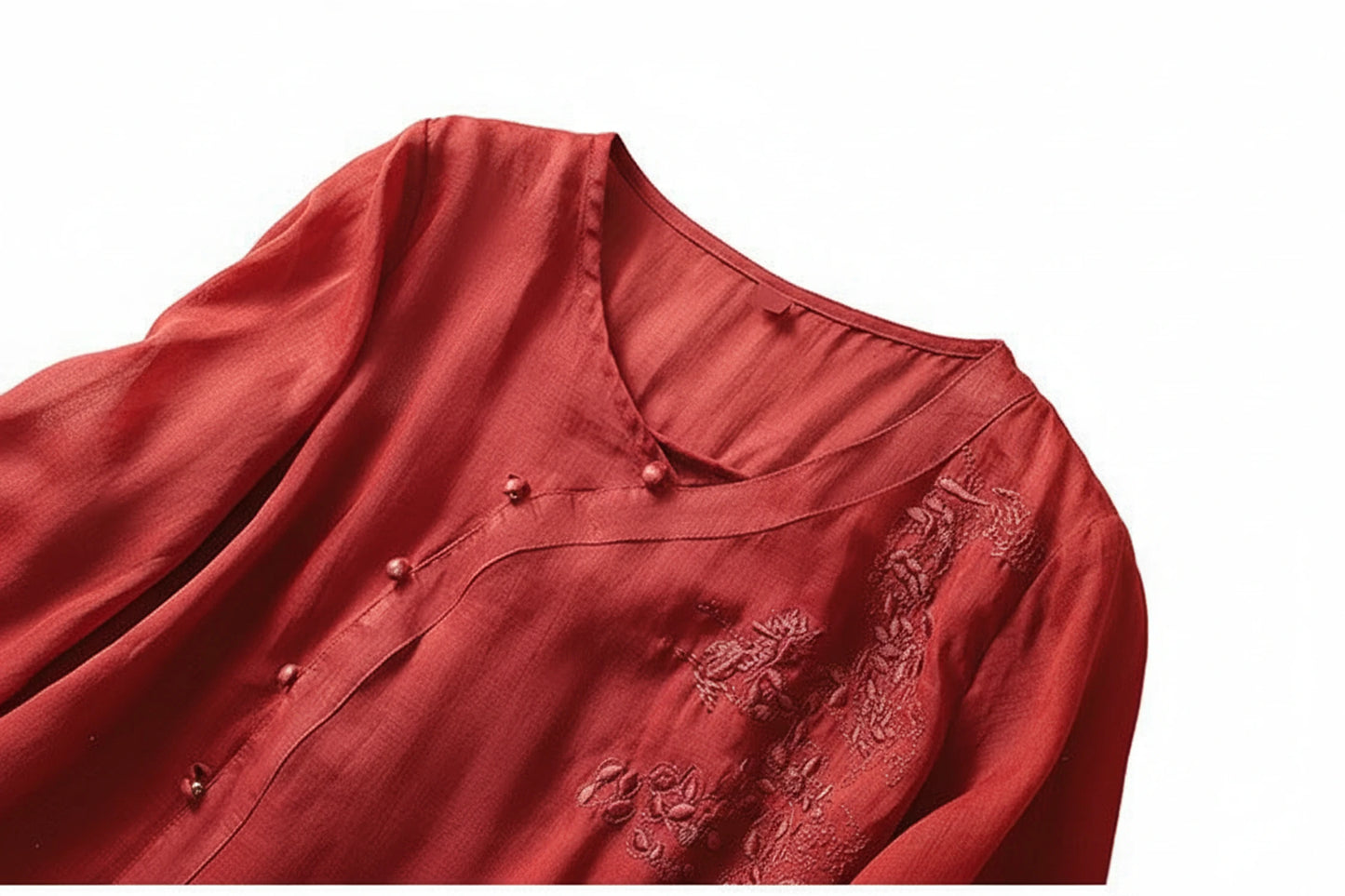 Embroidered V-Neck Blouse for Women