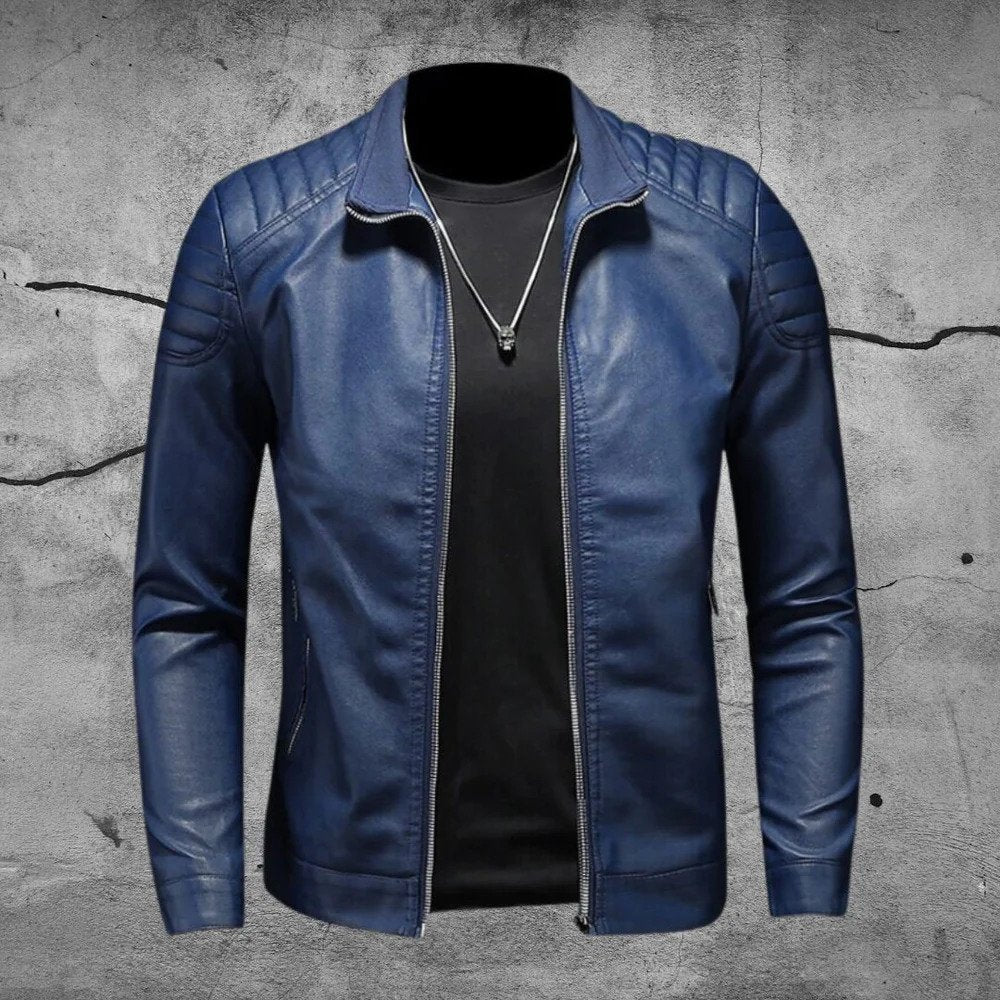 Zip-Up Biker Jacket for Men - Image 1