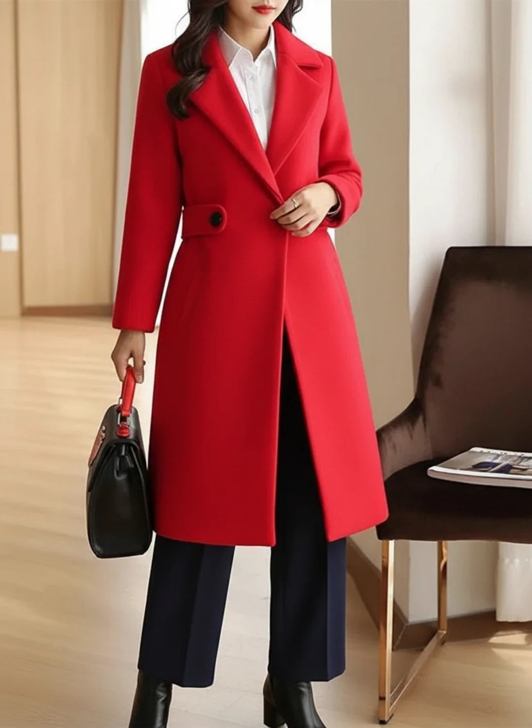 Formal Long Winter Coat for Women AI replaced image