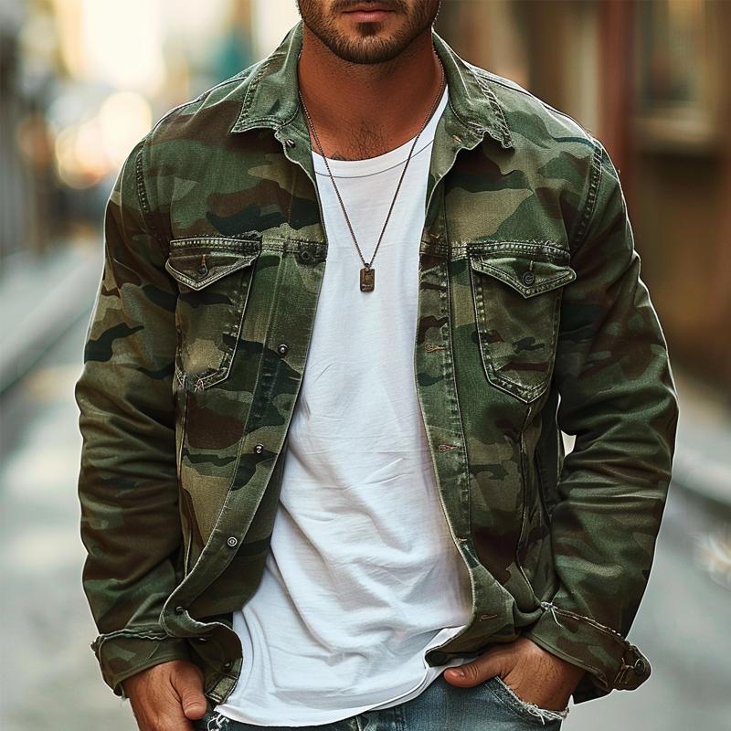 Button-Down Camo Jacket for Men - Image 6