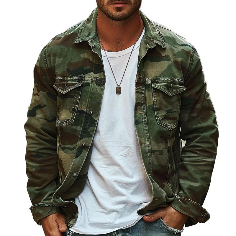 Button-Down Camo Jacket for Men - Image 1