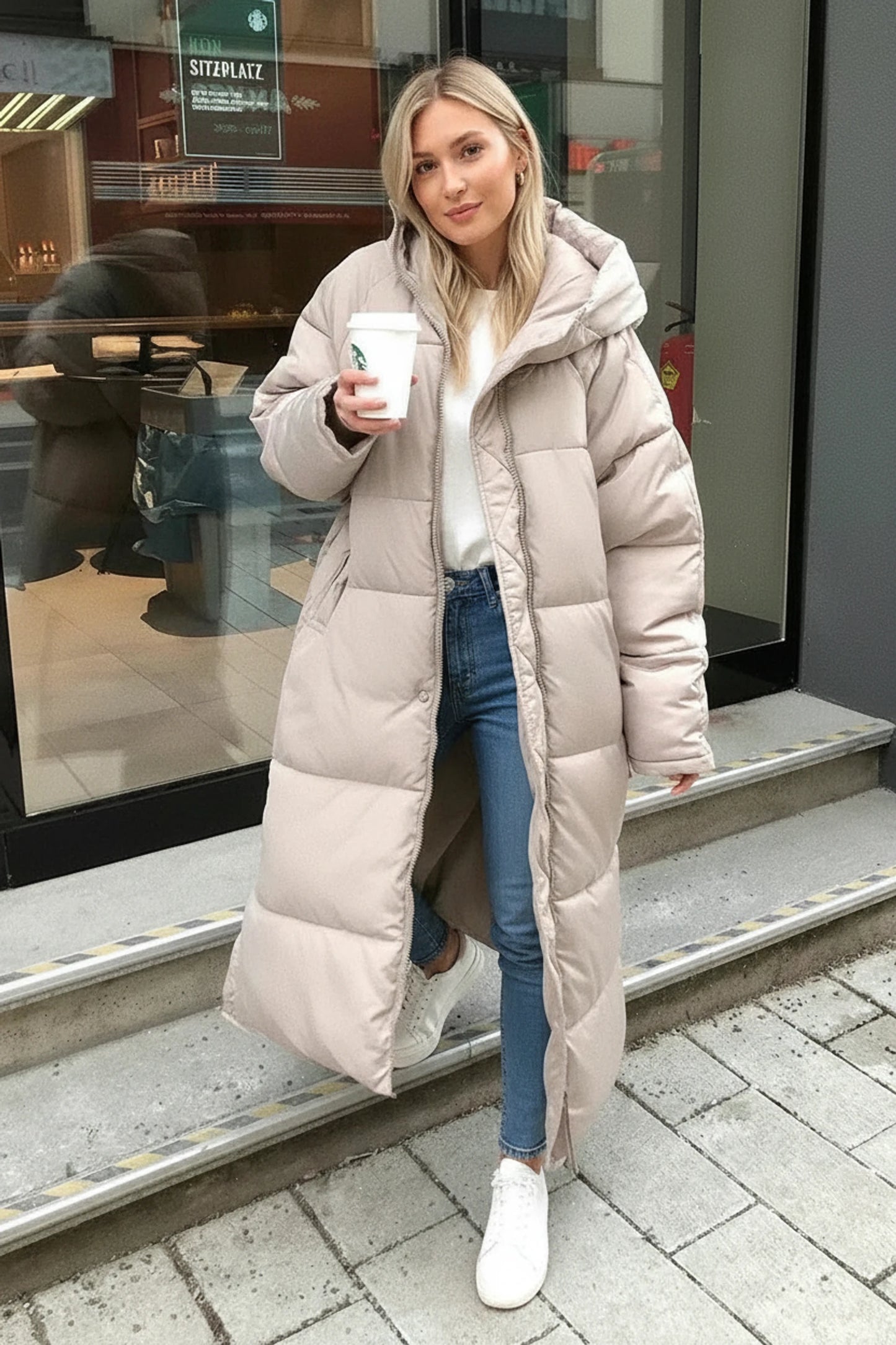 Long Hooded Winter Puffer Jacket for Women