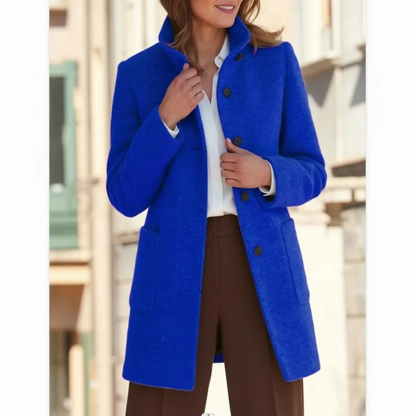 Mid-Length Fall Winter Coat for Women AI replaced image