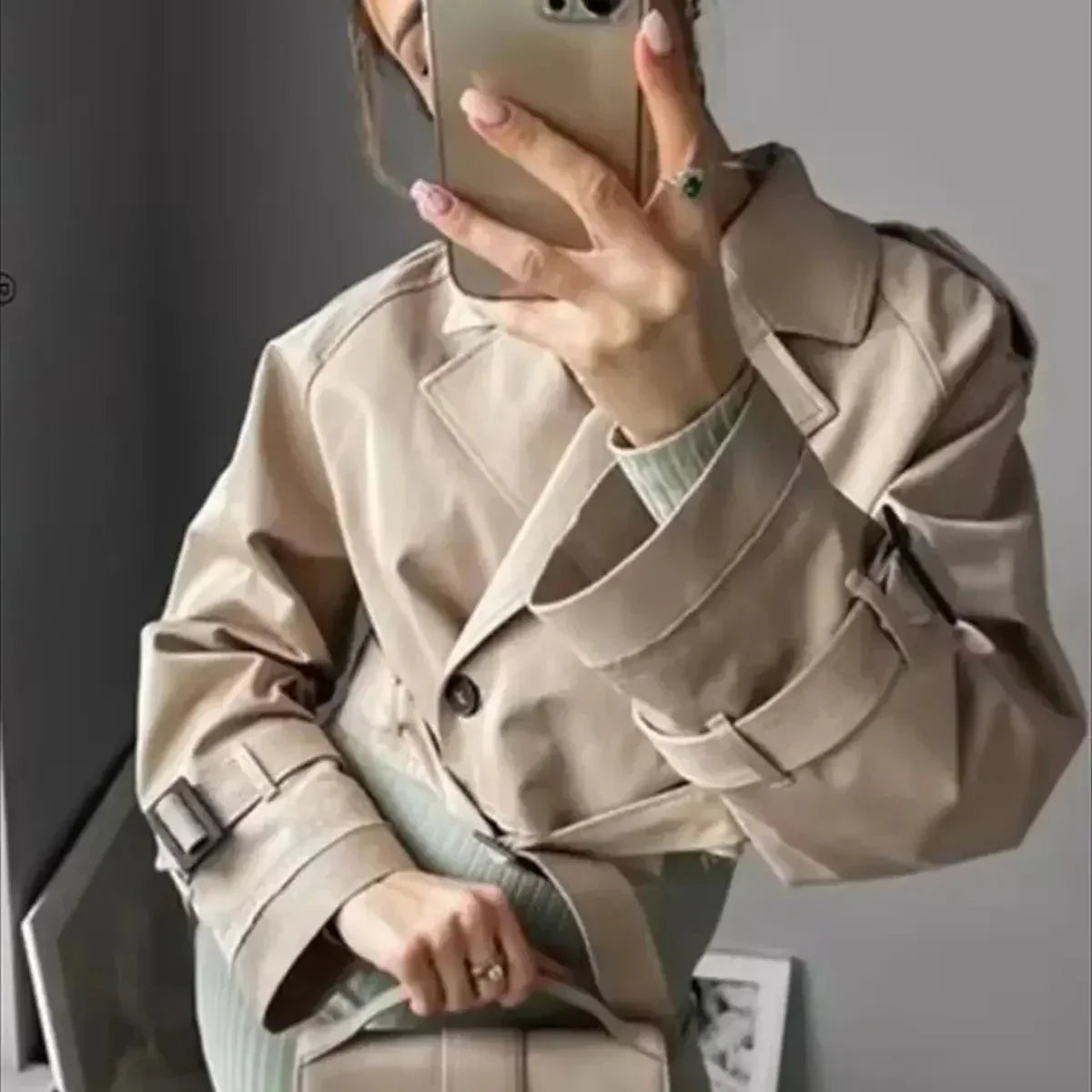 Cropped Trench Coat for Women - Image 2