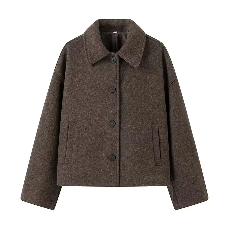 Cropped Collared Coat for Women - Image 4
