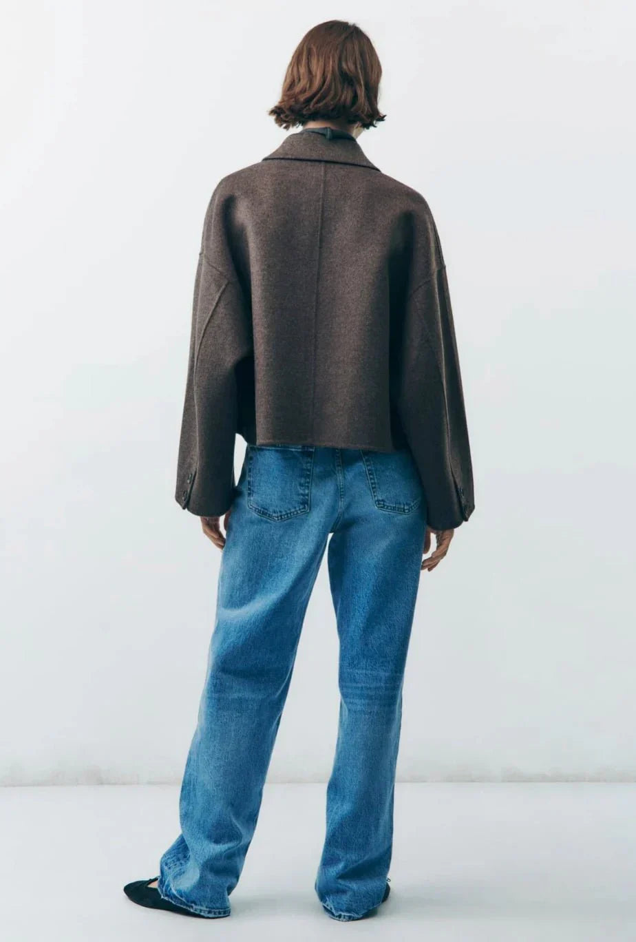 Cropped Collared Coat for Women - Image 3