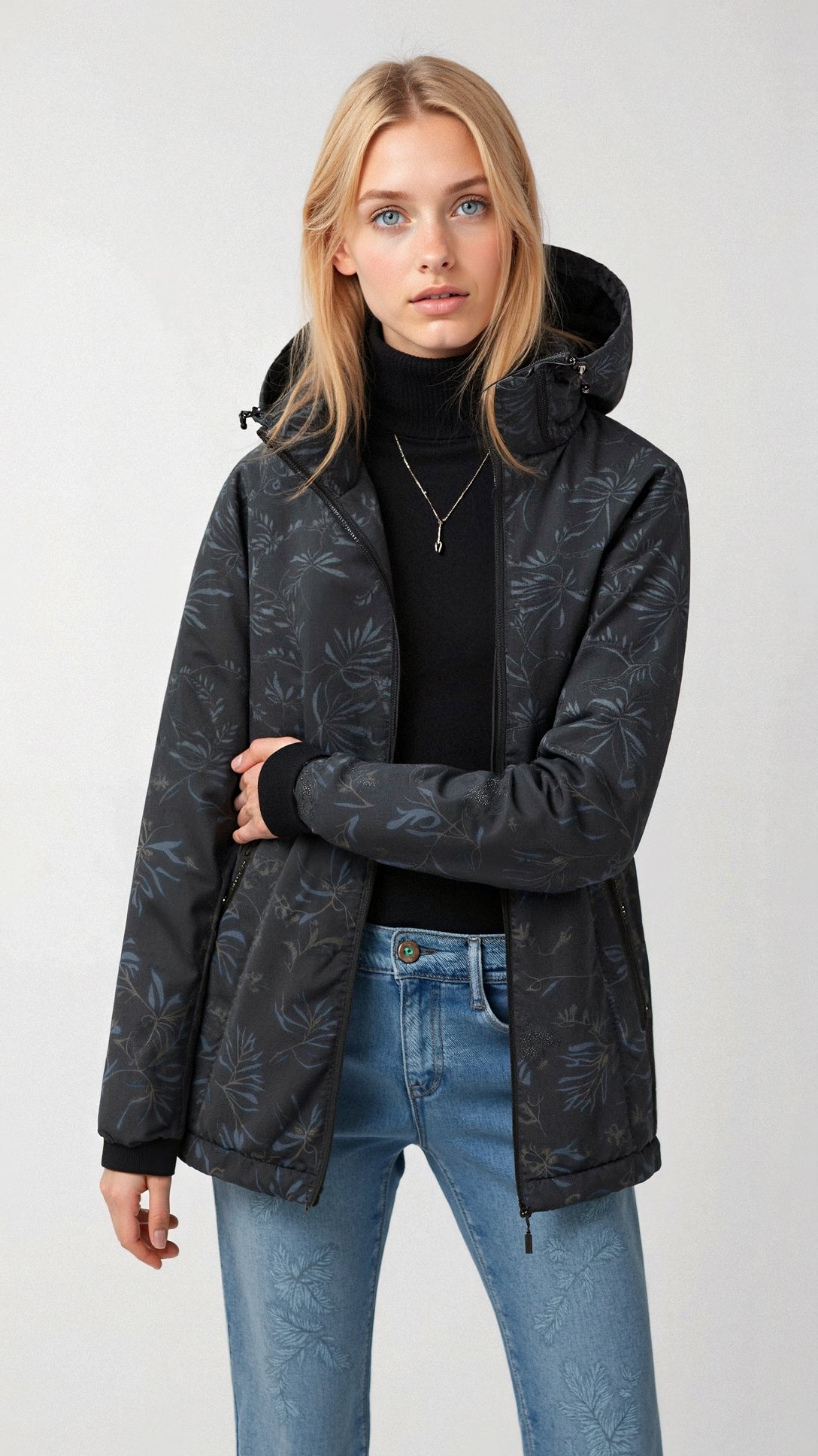 Hooded Floral Print Jacket for Women - Image 3