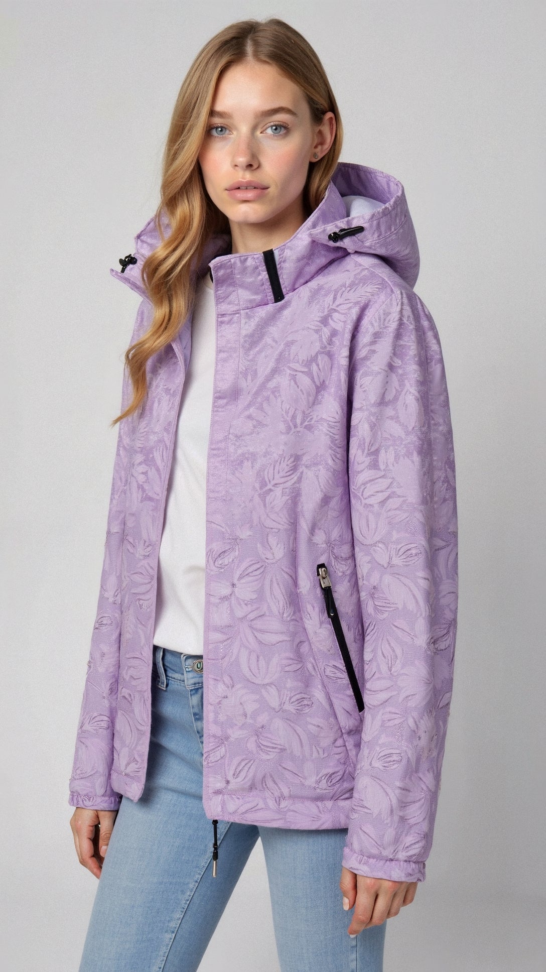 Hooded Floral Print Jacket for Women - Image 5