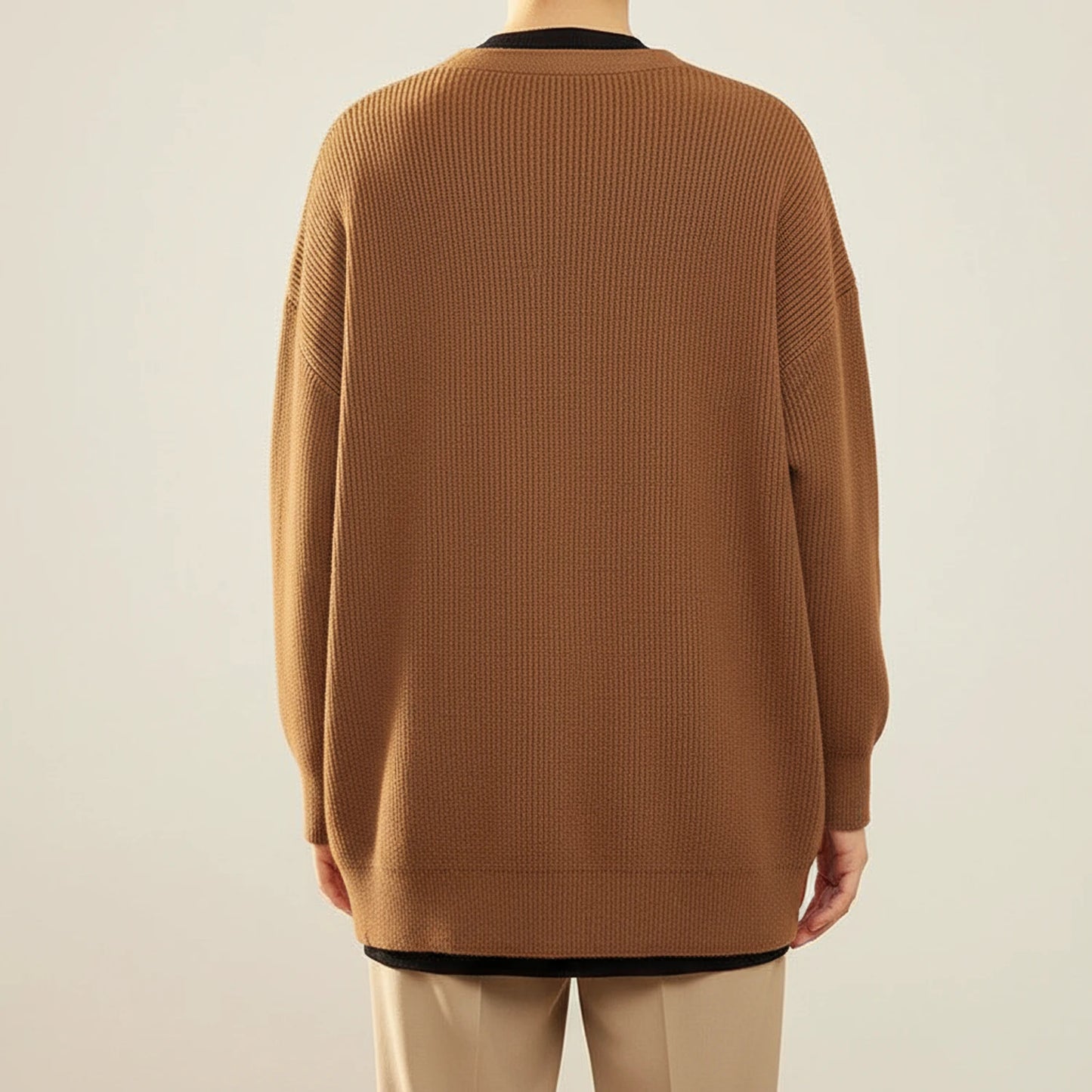 Oversized Ribbed Knit Cardigan for Women