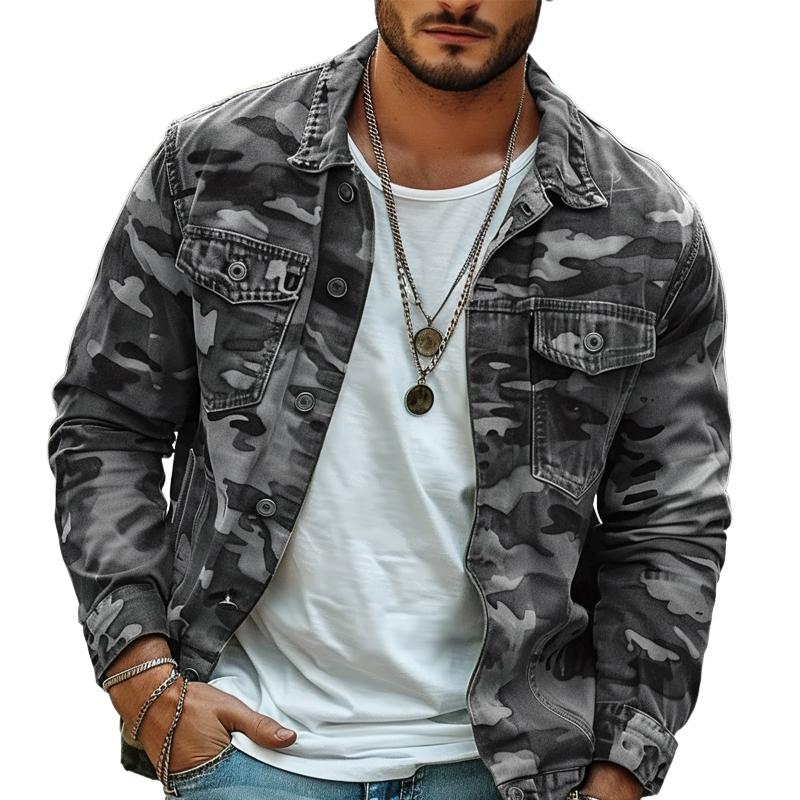 Button-Down Camo Jacket for Men - Image 3