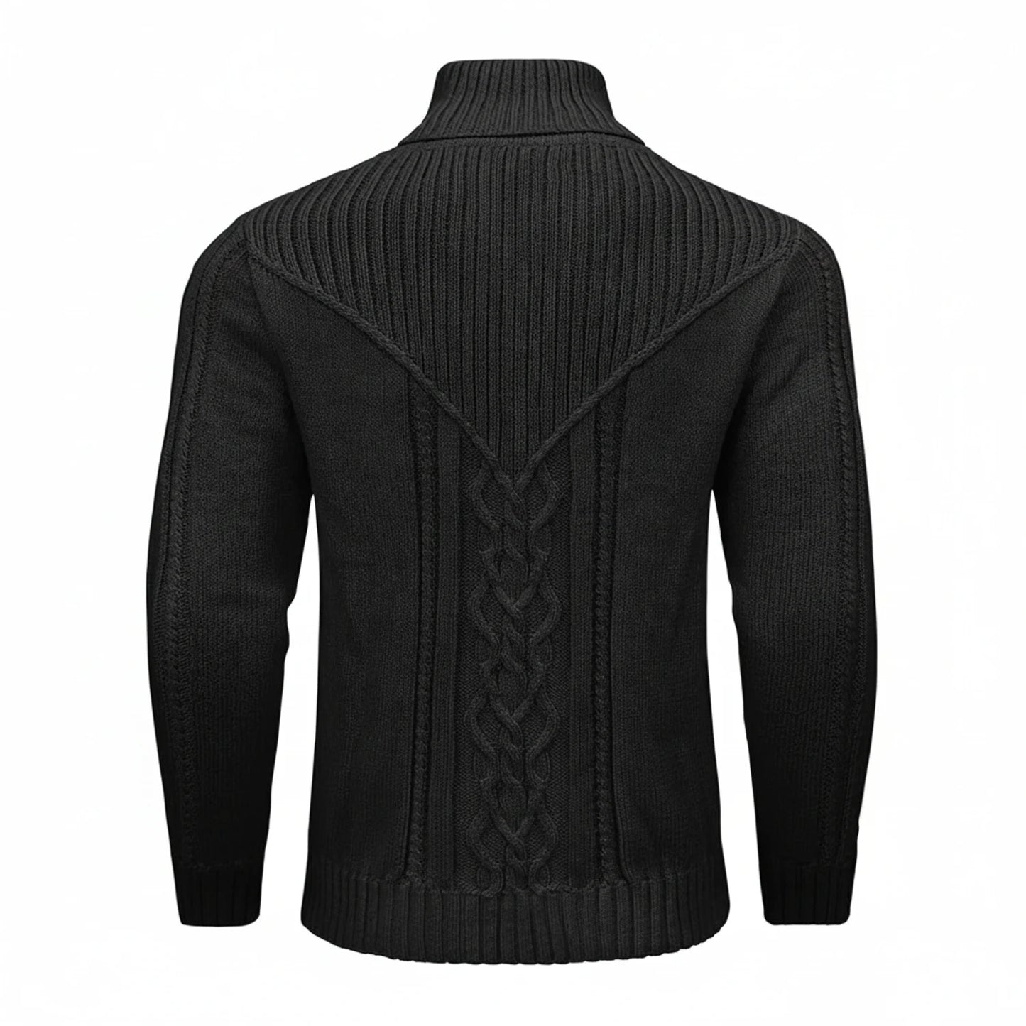 Shawl Collar Cable Knit Sweater for Men
