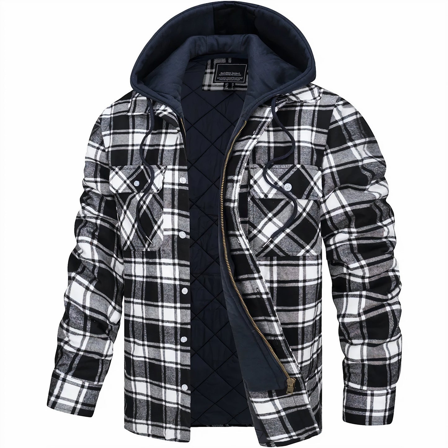 Hooded Plaid Jacket for Men - Image 4