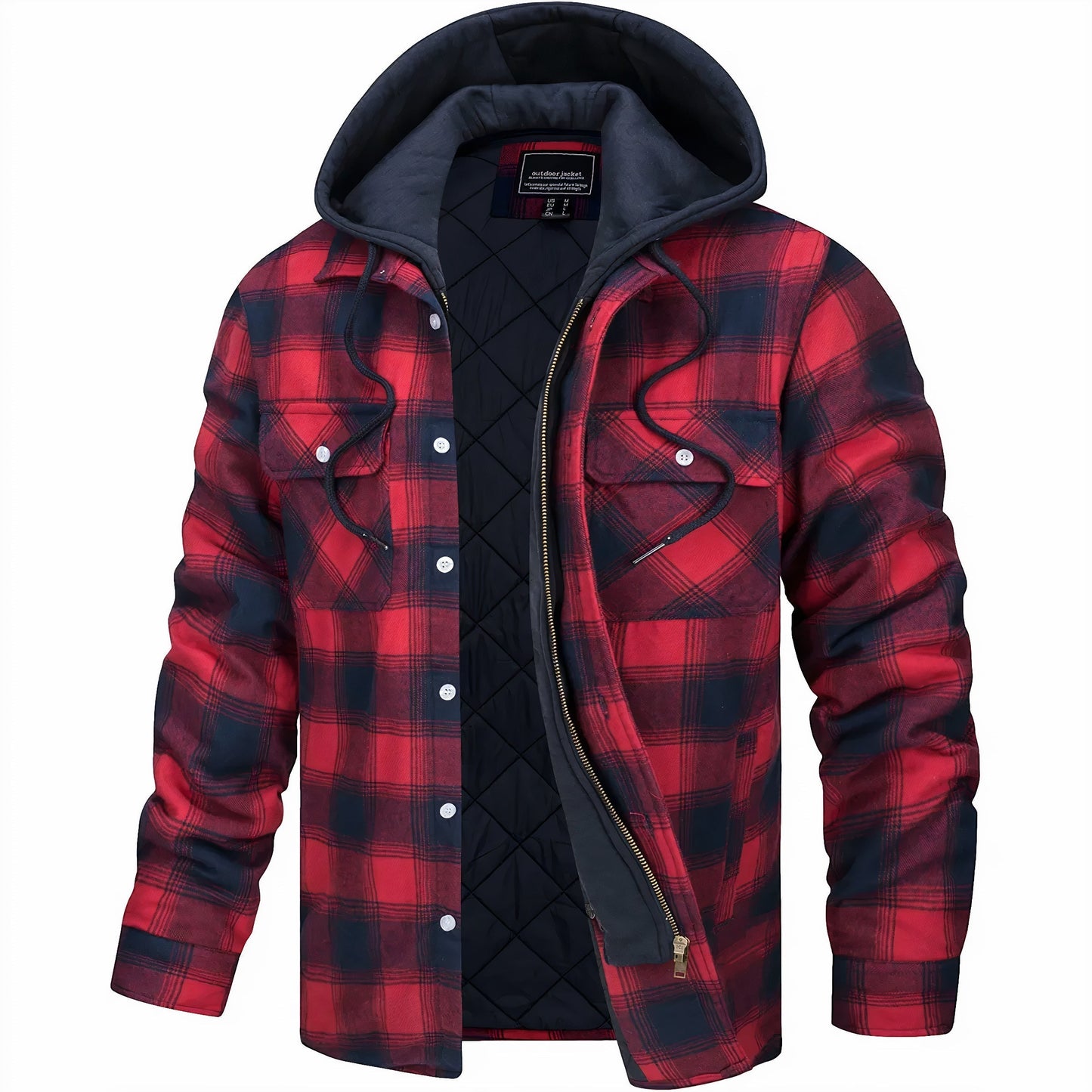 Hooded Plaid Jacket for Men - Image 5