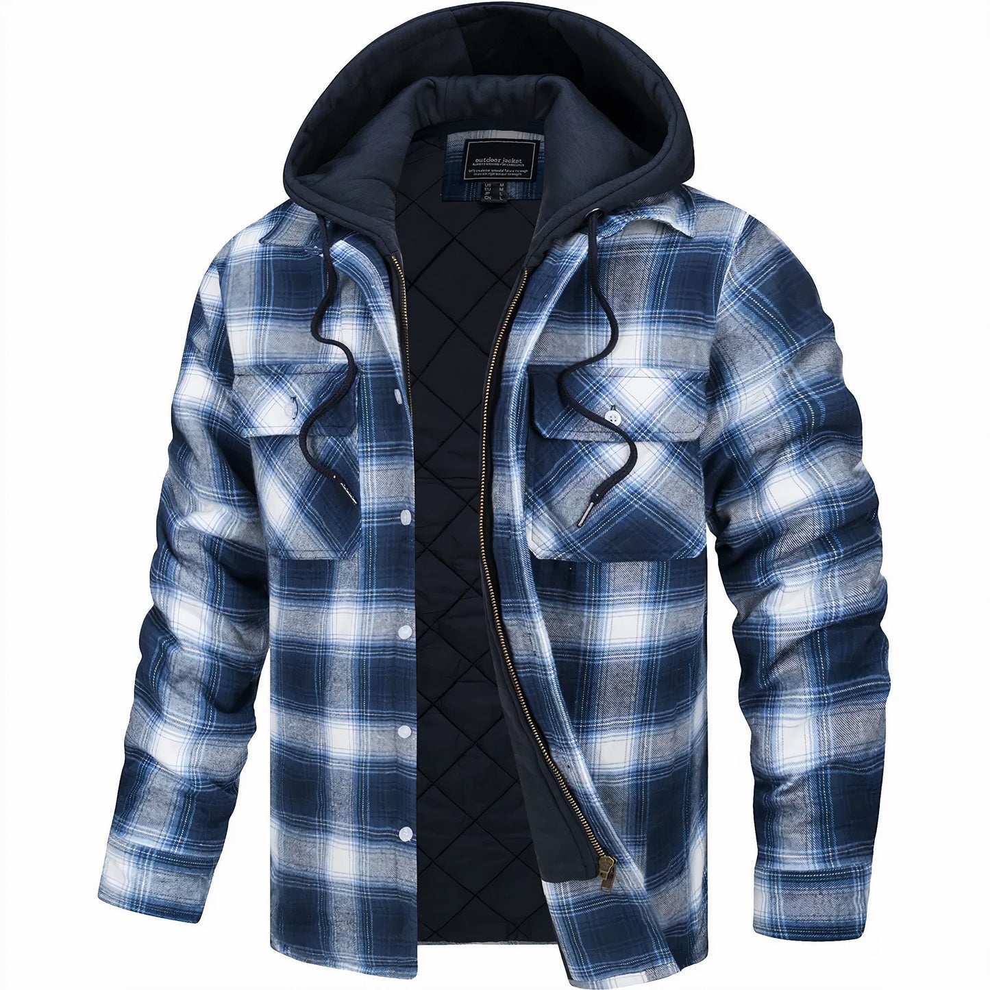 Hooded Plaid Jacket for Men - Image 3