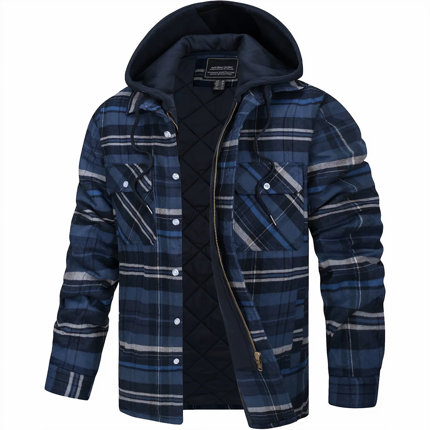 Hooded Plaid Jacket for Men - Image 6