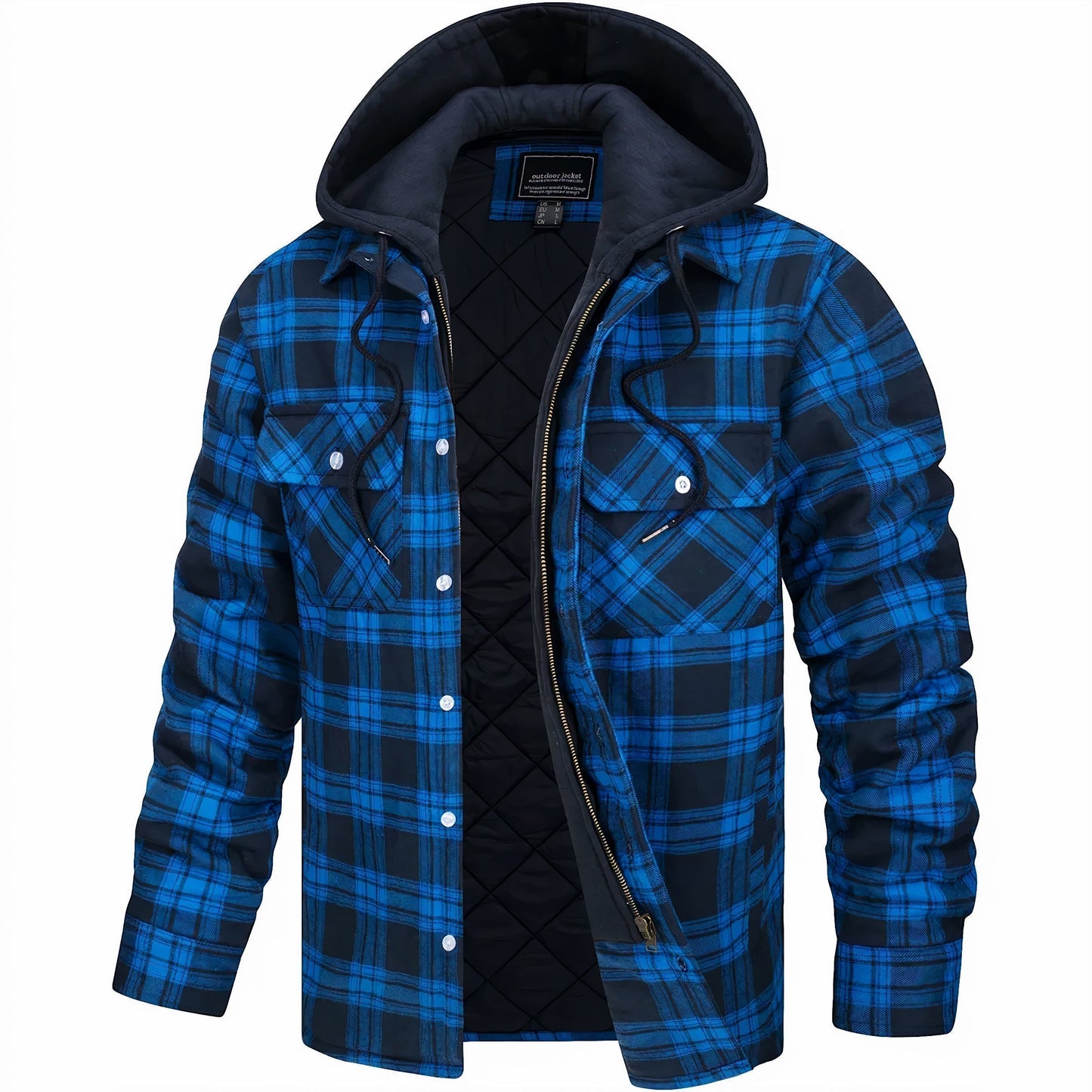 Hooded Plaid Jacket for Men - Image 2
