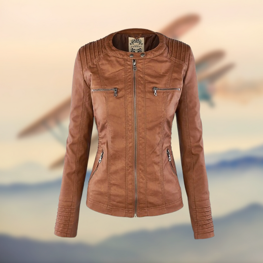 Hooded Faux Leather Jacket for Women - Image 2