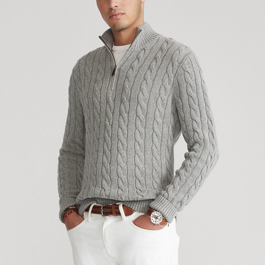 Cable Knit Quarter-Zip Sweater for Men - Image 1