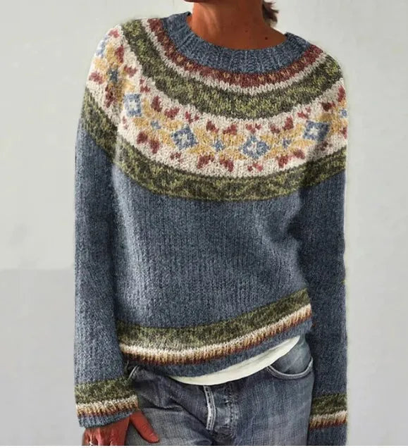 Patterned Crew Neck Sweater for Women - Image 4