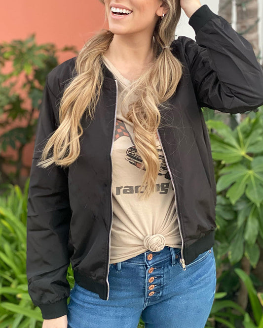 Zip-Up Bomber Jacket for Women - Image 1