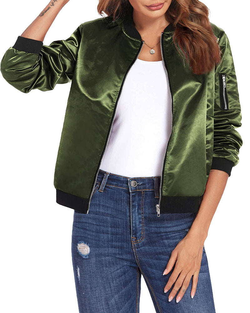 Zip-Up Bomber Jacket for Women - Image 5