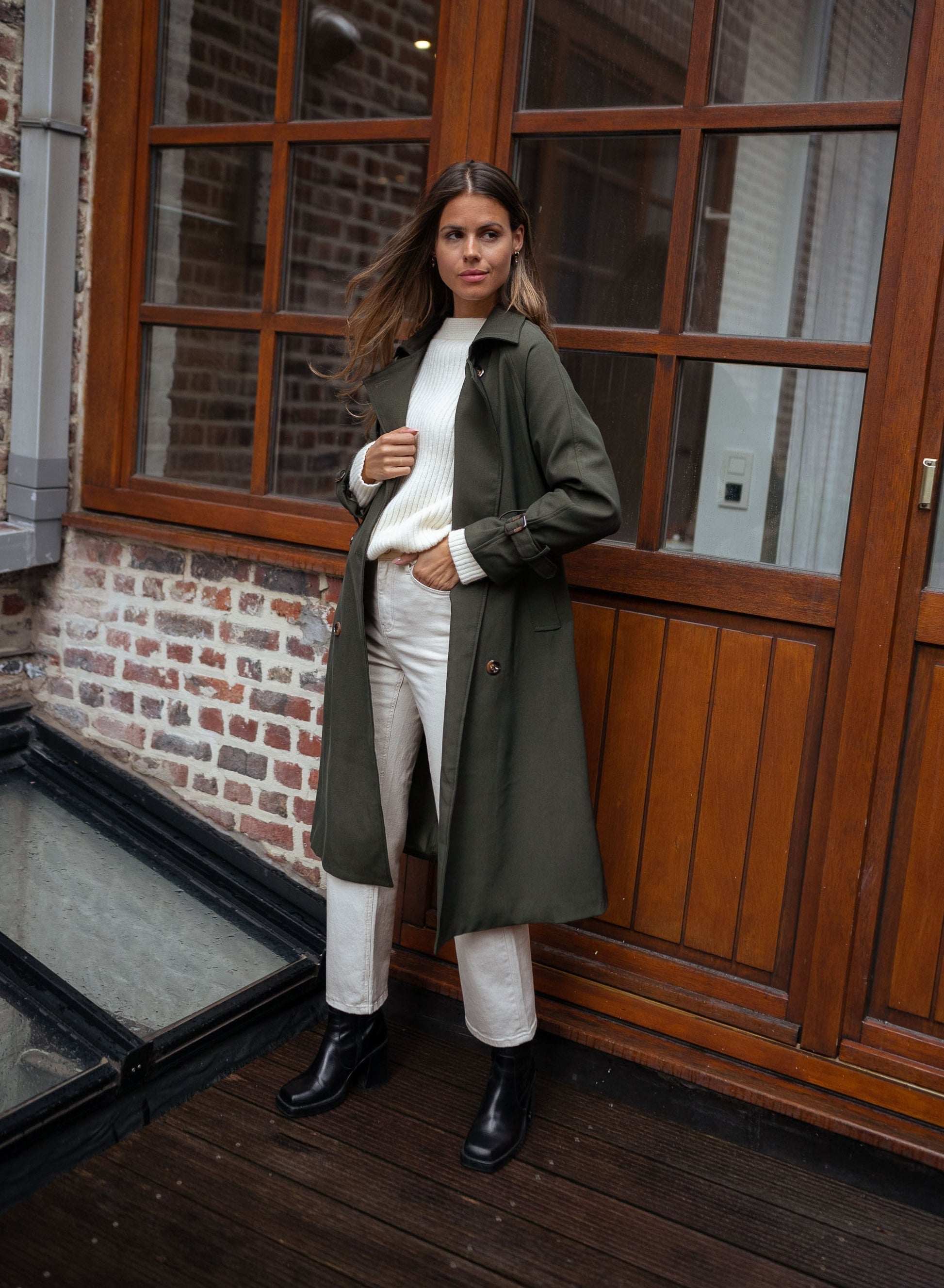 Belted Long Trench Coat for Women - Image 13