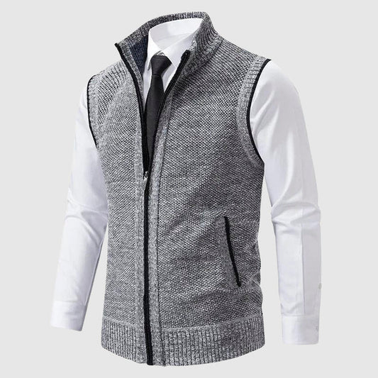 Zip-Up Knit Vest for Men - Image 1