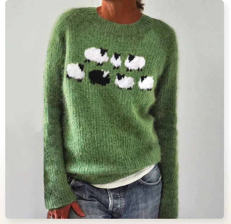 Patterned Crew Neck Sweater for Women - Image 5