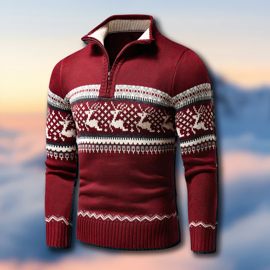 Quarter Zip Fair Isle Sweater for Men - Image 1