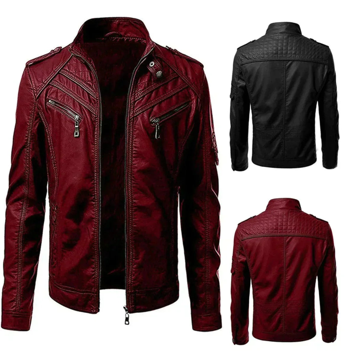 Slim Fit Biker Jacket for Men - Image 6